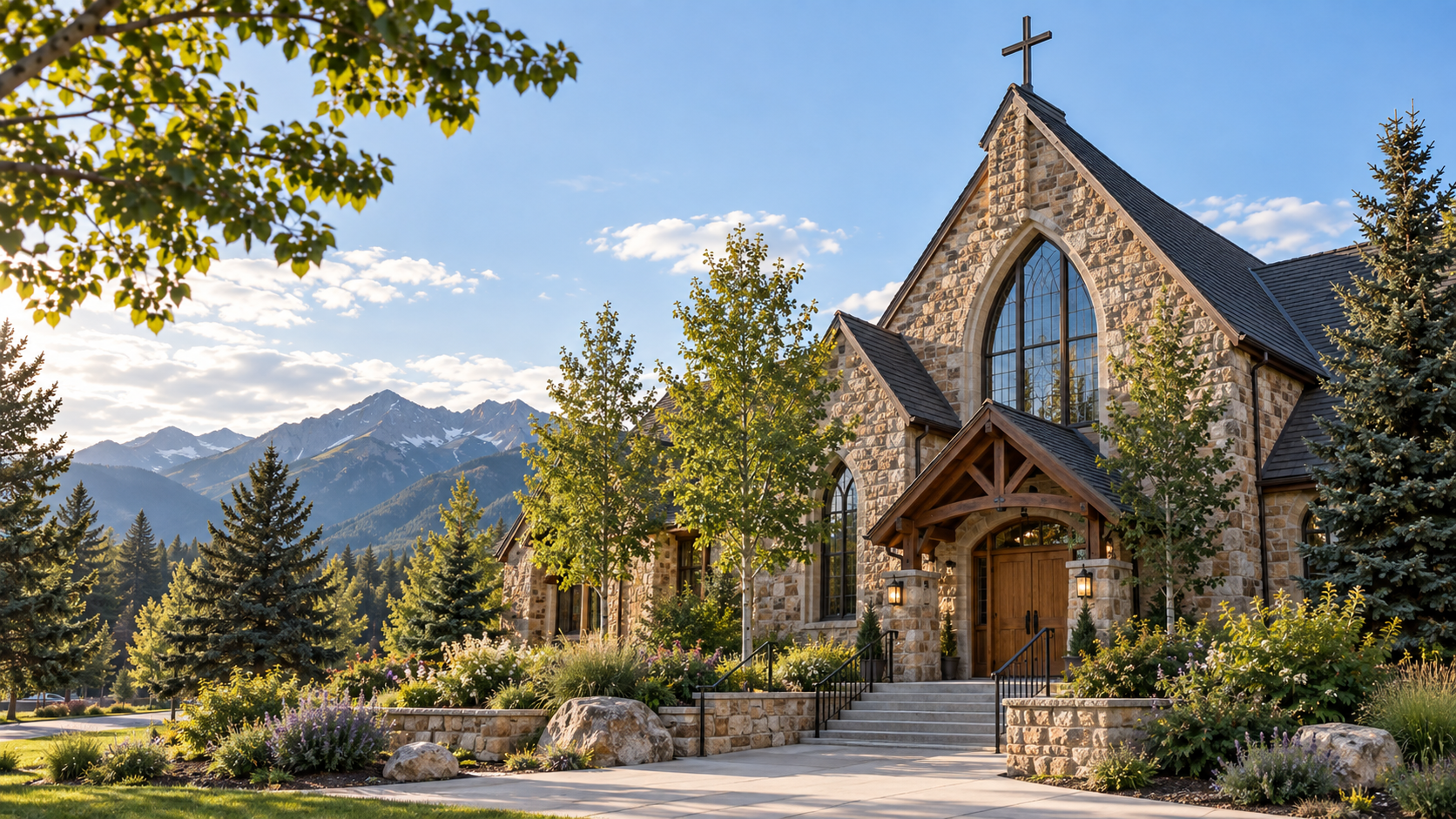 Services Stone church in a mountain community